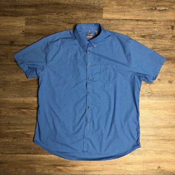 Van Heusen Blue Short Sleeve Travel Shirt Sz XXL - Picture 1 of 5
